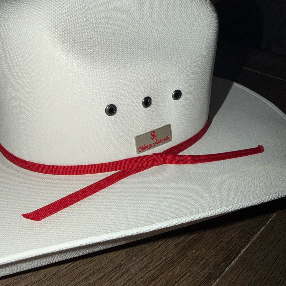 Men’s Smithbilt "Long" Calgary Stampede Hat - White with Red Band - Small - Picture 2 of 7